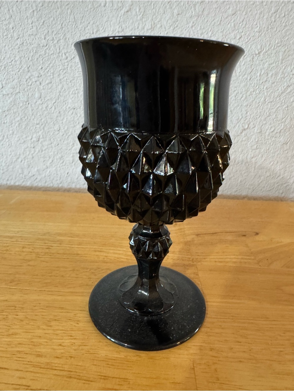 Indiana Glass Black Faceted Goblet